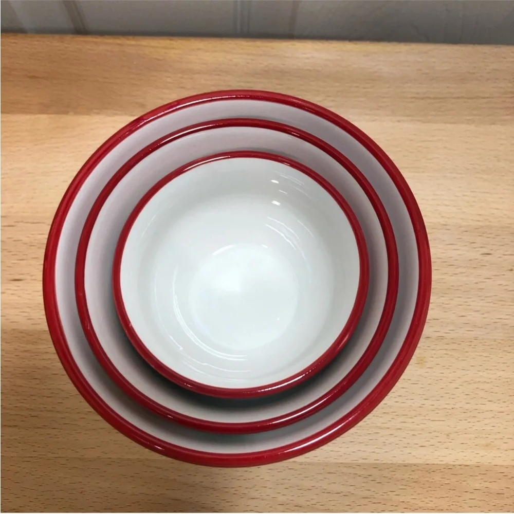 Everyday White‎ Porcelain Holiday Christmas Serving Nesting Bowls Set If 3